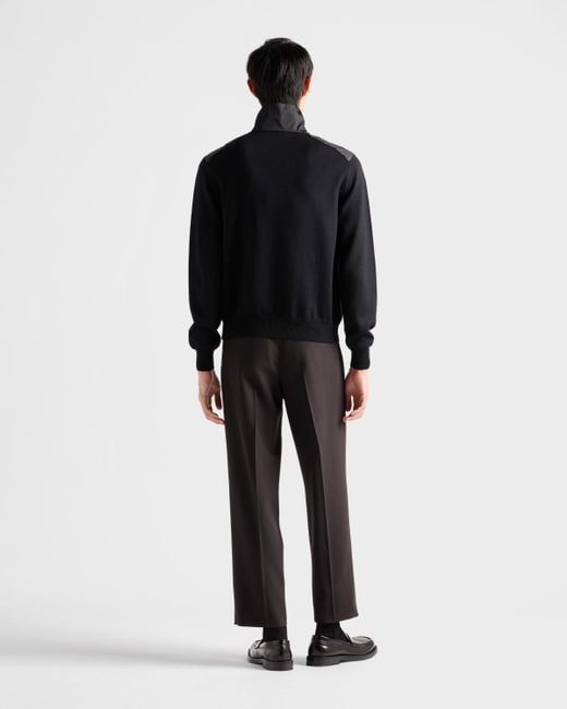 Prada Black Superfine Wool Half-Zipper Sweater for men