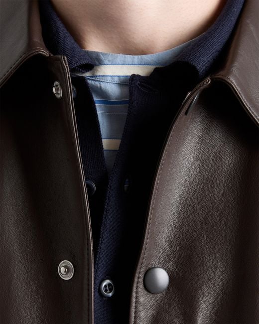 Prada Brown Nappa Leather Shirt for men