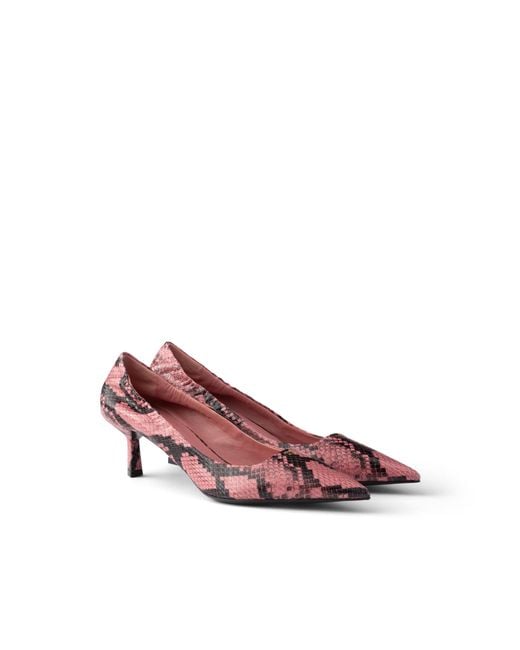 Prada Pink Printed Ayers Leather Pumps