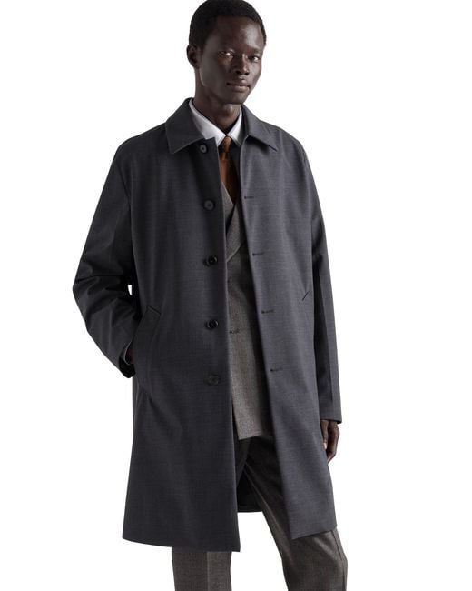 Prada Blue Technical Wool Coat for men