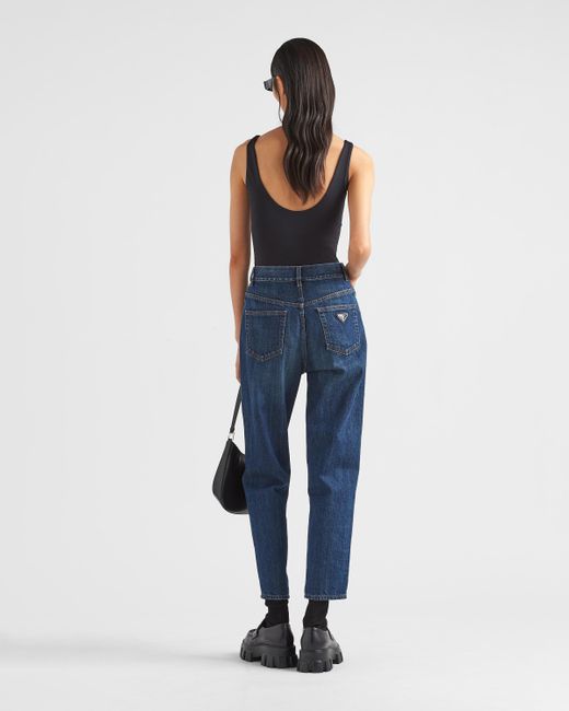 Prada Blue Mom Fit Five-Pocket-Jeans Aus Denim