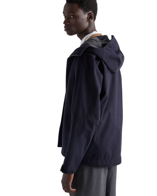Prada Blue Hooded Cashmere Jacket for men