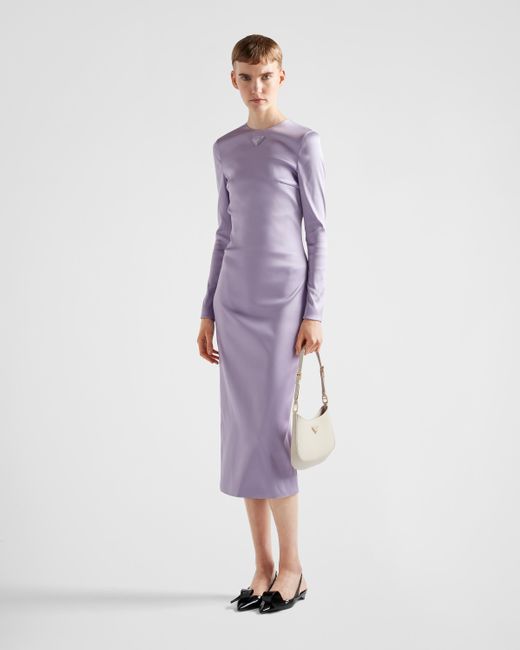 Prada Purple Satin Midi-dress