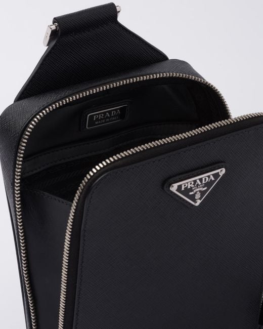 Prada Black Brique Saffiano Leather Bag for men