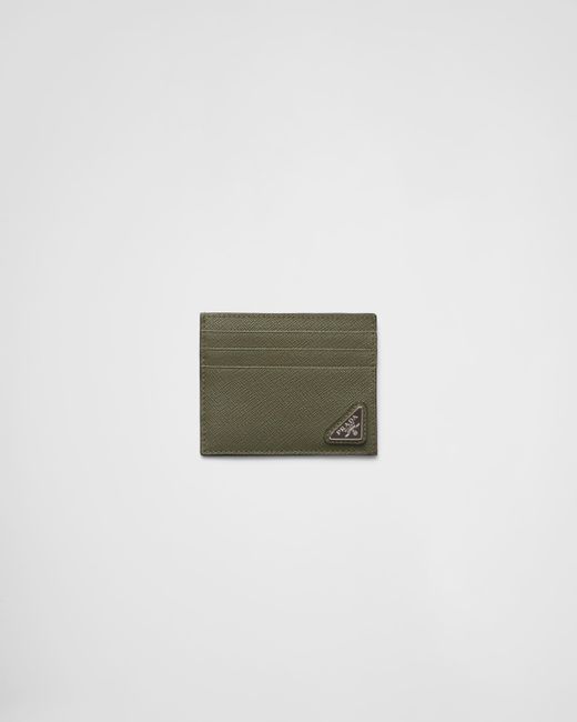 Prada Green Saffiano Leather Card Holder for men