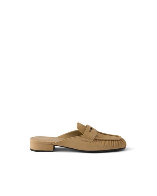 Prada Metallic Suede Mules