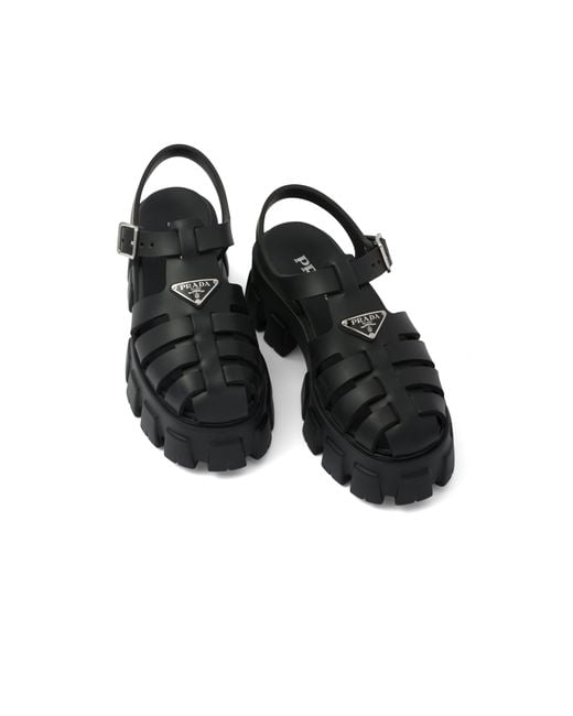 Prada Black Plateausandalen Monolith aus Gummi