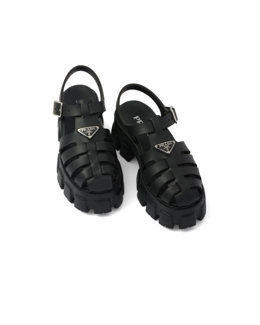Sandalias con plataforma de 55 mm Prada de color Black