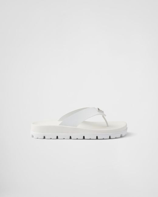 Prada White Rubber Thong Sandals
