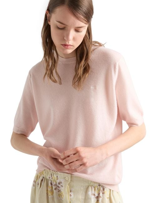 Prada Pink Short-Sleeved Cashmere T-Shirt