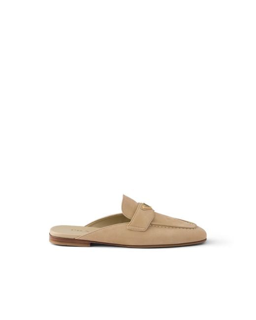 Prada White Nubuck Mules