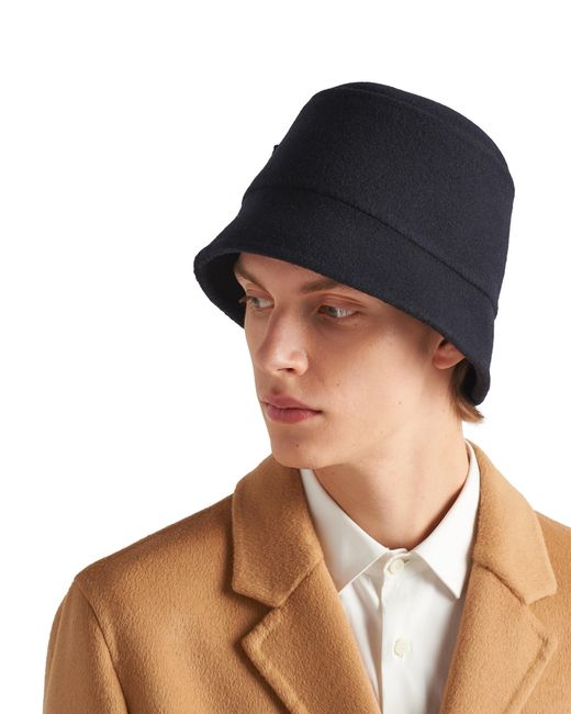 Prada Blue Velour Cloth Bucket Hat for men