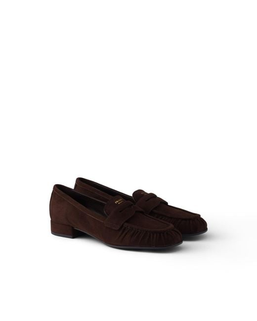 Prada Brown Suede Loafers