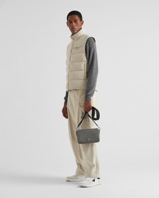Prada Saffiano Leather Shoulder Bag, Men, White