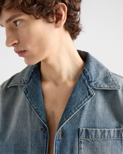 Camicia Bowling di Prada in Blue da Uomo