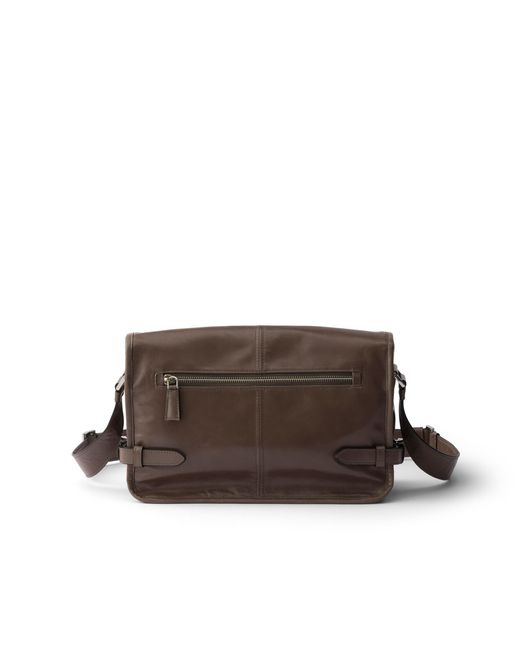 Prada Brown Leather Shoulder Bag for men