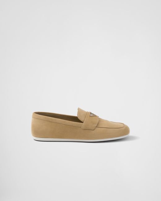 Prada White Suede Loafers for men