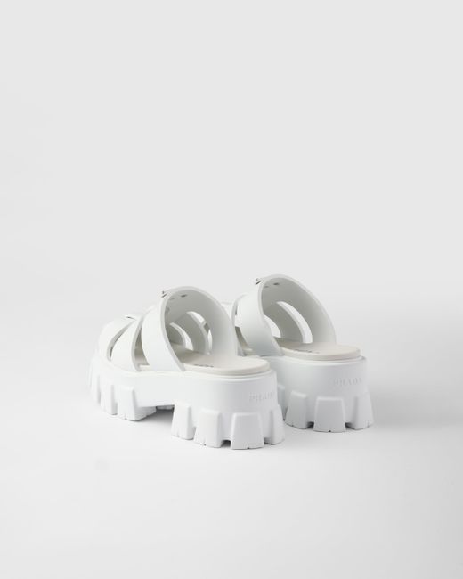 Prada White Monolith Rubber Mules