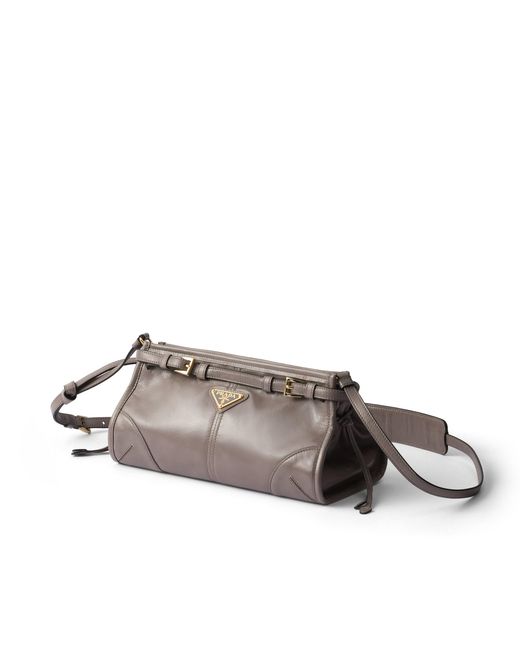 Prada Gray Bonnie Small Leather Shoulder Bag