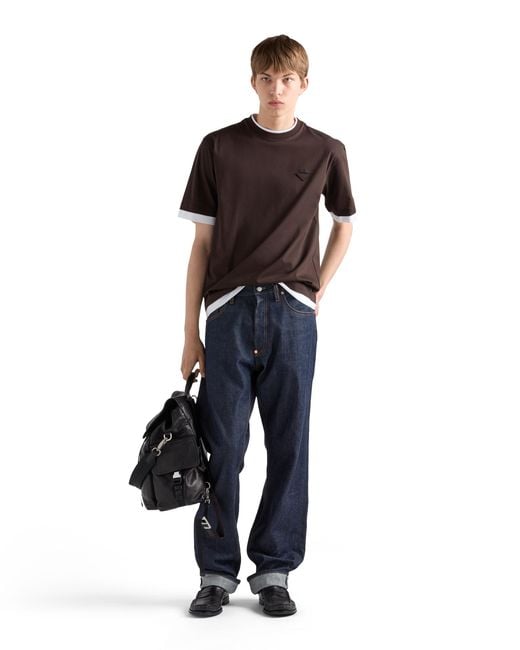 Prada Brown Cotton T-Shirt for men