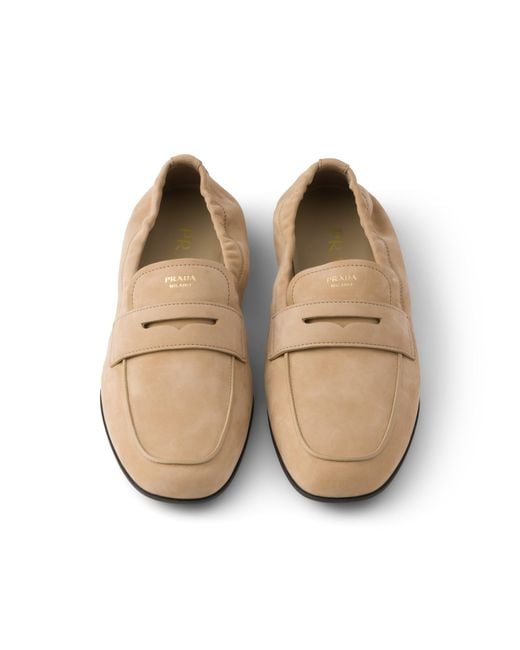 Prada Natural Shuffle Nubuck Leather Loafers