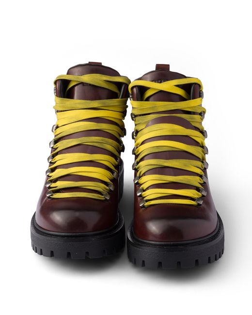 Prada Multicolor Antiqued Leather Lace-Up Ankle Boots for men