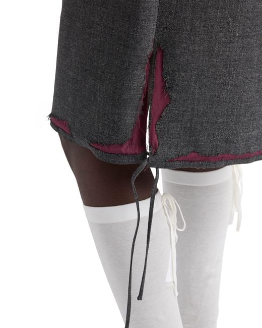 Prada Black Bonded Hopsack Midi-Skirt With Devoré Effect