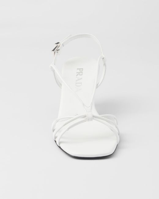 Prada White Heeled Leather Sandals