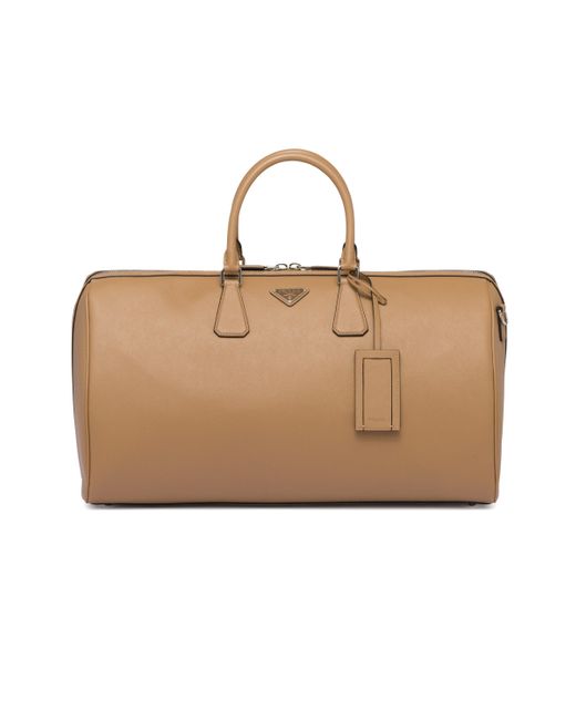 Bolsa De Lona En Piel Saffiano Prada de color Natural