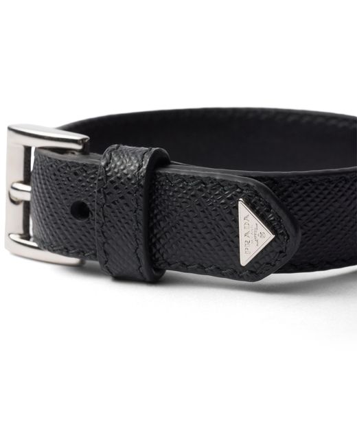 Prada Black Saffiano Leather Bracelet for men