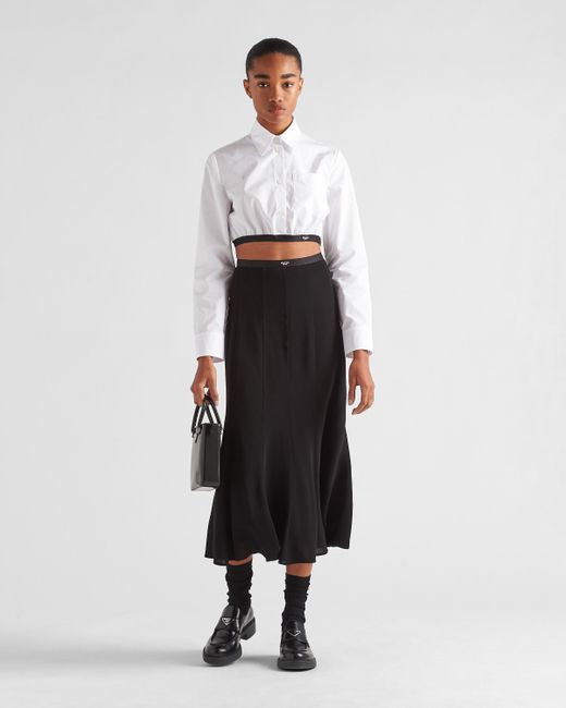 Prada Black Sablé Midi-Skirt