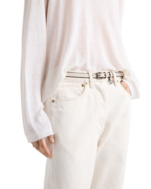 Prada White Leather Belt