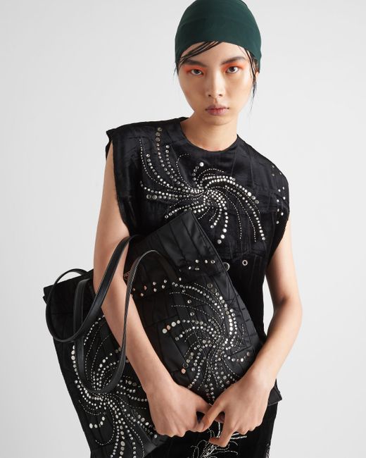 Prada Black Embroidered Velvet Dress