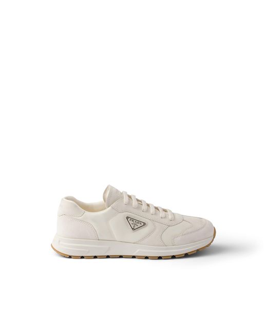 Sneakers Prax En Daim Et Re-Nylon, Homme, Taille Prada pour homme en coloris White