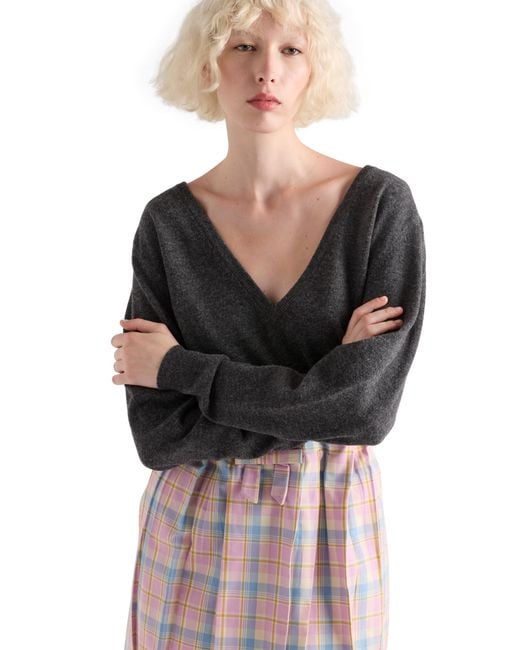 Prada Black Cashmere V-Neck Sweater