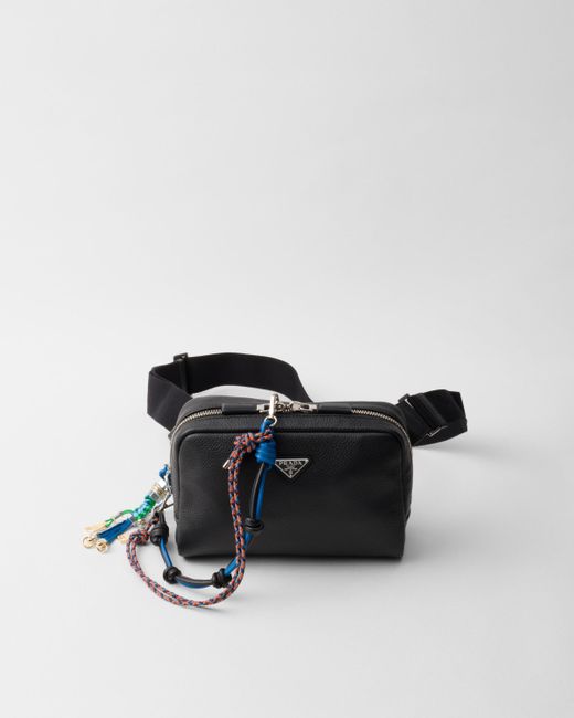 Prada Schultertasche Aus Leder Mit Anhänger in Black für Herren