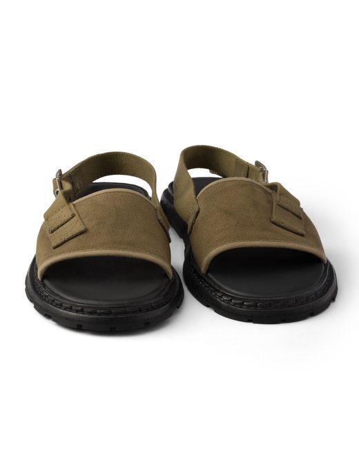 Prada Green Canvas Sandals
