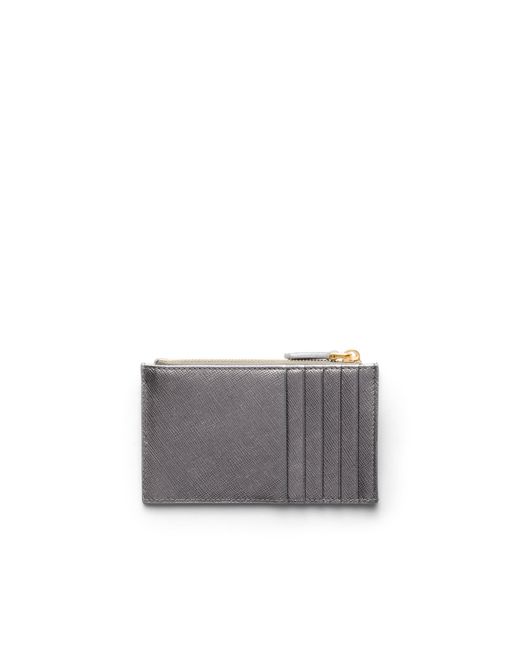 Prada Gray Saffiano Leather Card Holder