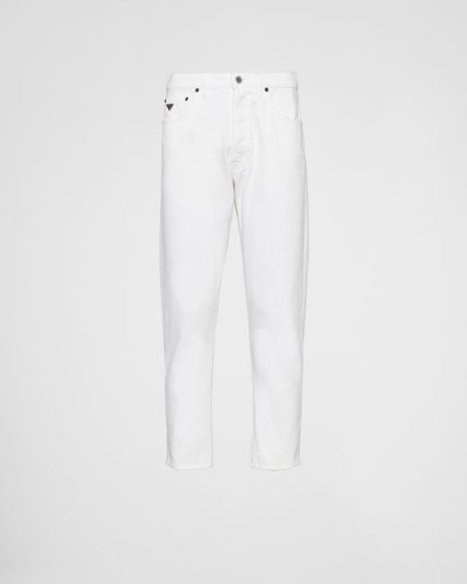 Prada Five-pocket-jeans Aus Bull Denim in White für Herren