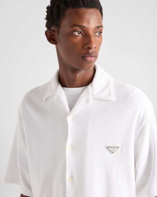 Prada Kurzärmliges Hemd Aus Frottee in White für Herren