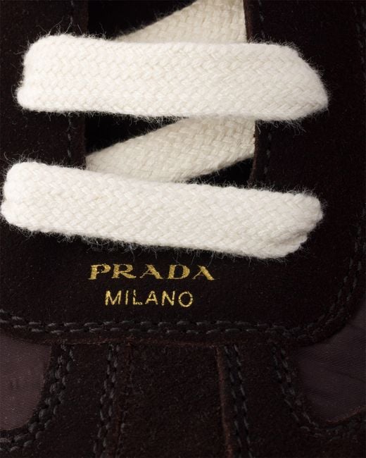 Prada White Montecarlo Re-Edition 2005 Suede And Re-Nylon Sneakers