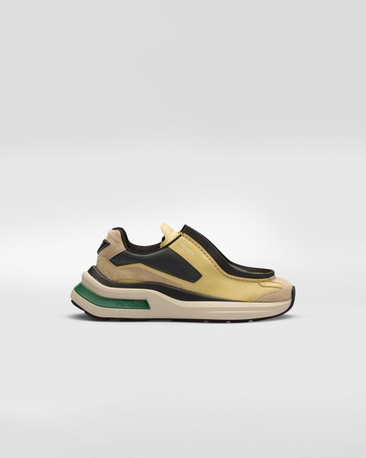 Prada Natural Systeme Brushed Leather Sneakers With Bike Fabric And Suede Elements for men