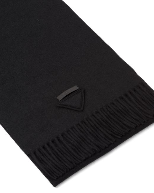 Prada Black Solid Color Cashmere Scarf for men