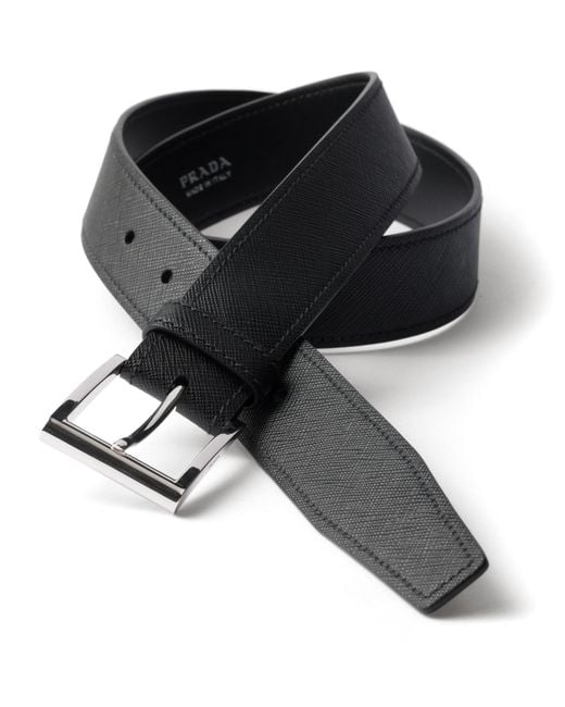 Prada Black Saffiano Leather Belt Strap for men