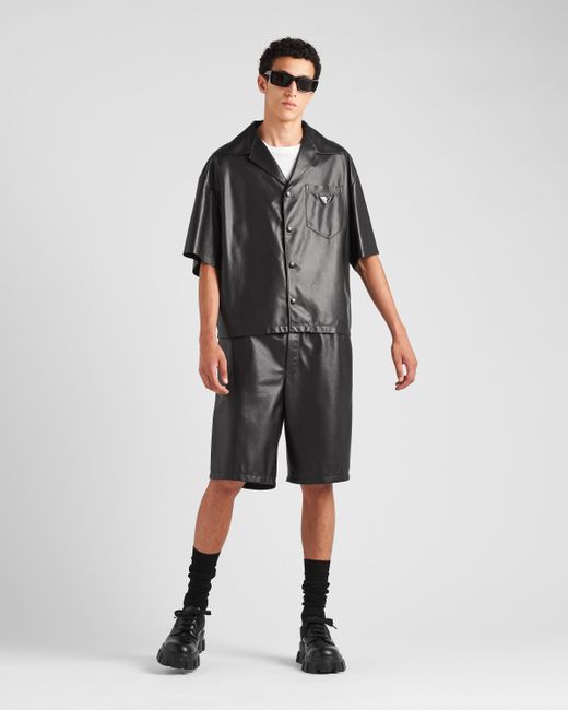 Prada White Nappa Leather Bermudas for men