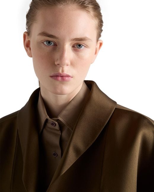 Prada Brown Single-Breasted Double Satin Coat