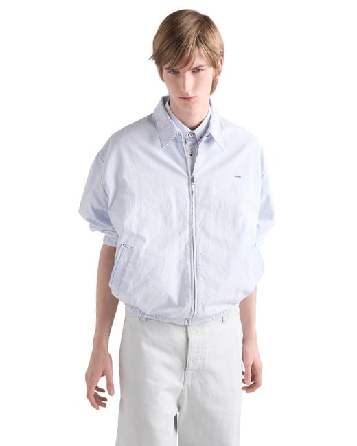 Prada White Chambray Blouson Jacket for men