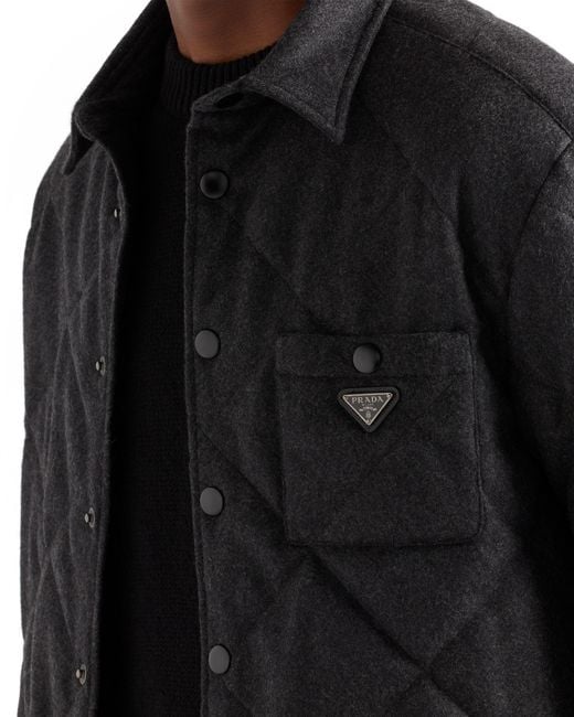 Camicia Trapuntata di Prada in Black da Uomo