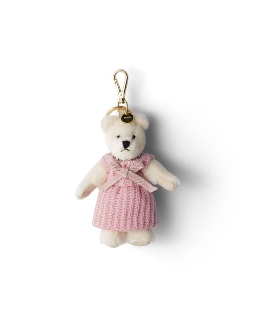 Prada Pink Teddy Bear Keychain Charm