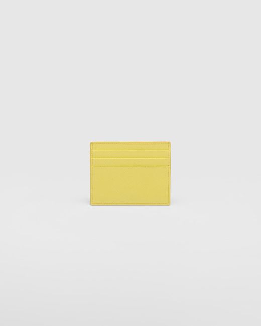 Prada Yellow Kartenetui Aus Saffiano Leder